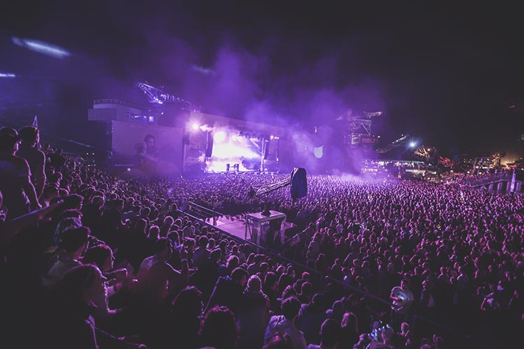 Crowd enjoying a stadium concert
